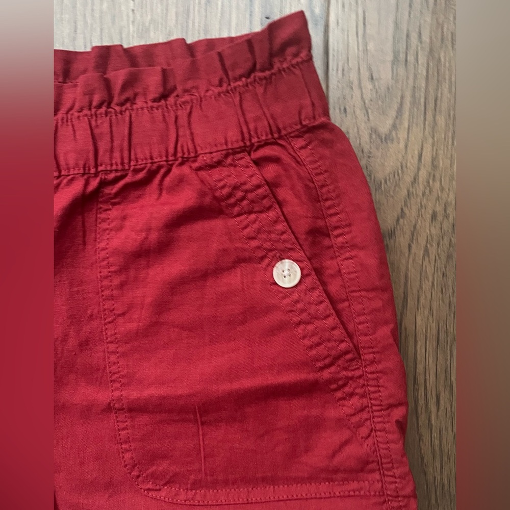 NWOT JOE FRESH Brick Ref Elastic High-Waisted Linen-Blend Shorts Size: Large - Picture 4 of 6